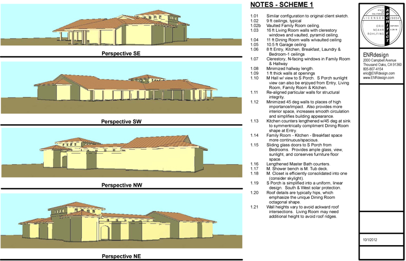 Custom Ranch House, ENR architects, Thousand Oaks, CA 91360 - CAD Renderings